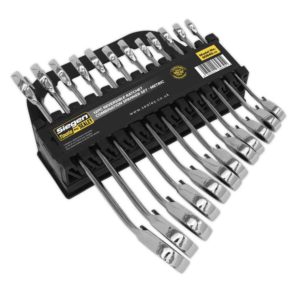 Sealey Reversible Ratchet Combination Spanner Set 12pc Metric Model No-S0840