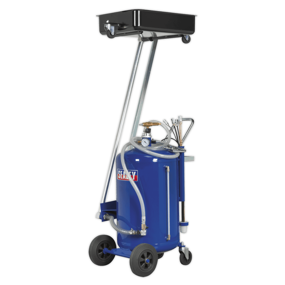Sealey Mobile Oil Drainer with Probes 100ltr Cantilever Air Discharge Model No-AK462DX