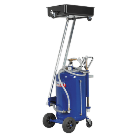 Sealey Mobile Oil Drainer with Probes 100ltr Cantilever Air Discharge Model No-AK462DX