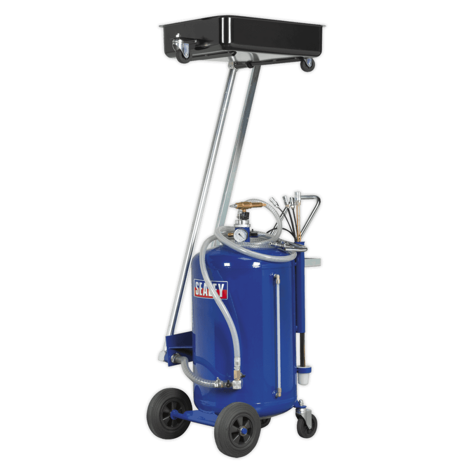 Sealey Mobile Oil Drainer with Probes 100ltr Cantilever Air Discharge Model No-AK462DX