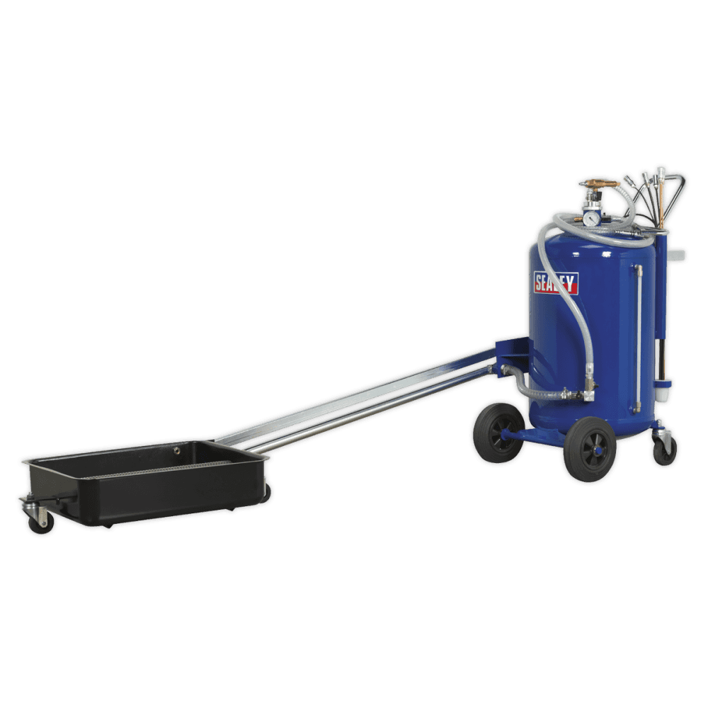 Sealey Mobile Oil Drainer with Probes 100ltr Cantilever Air Discharge Model No-AK462DX