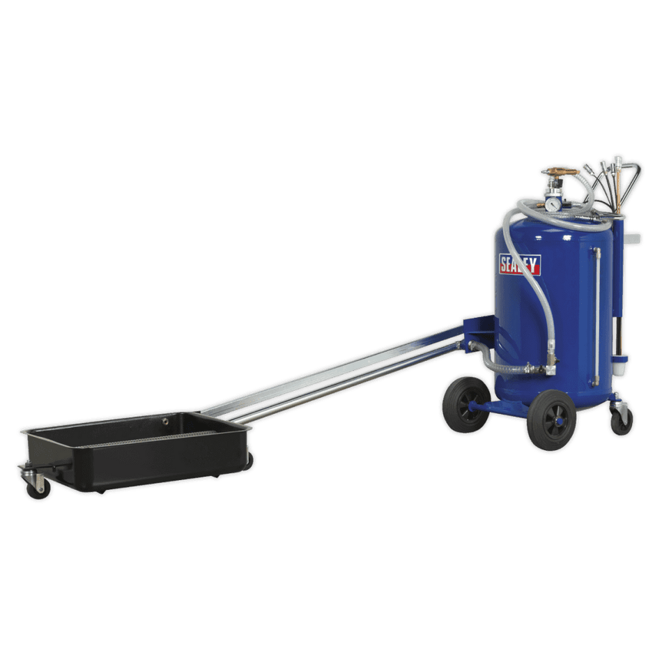 Sealey Mobile Oil Drainer with Probes 100ltr Cantilever Air Discharge Model No-AK462DX