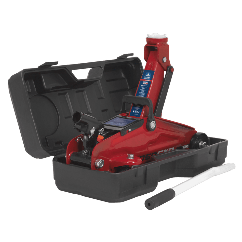 Sealey Trolley Jack 2tonne Short Chassis with Storage Case Model No-1050CXD
