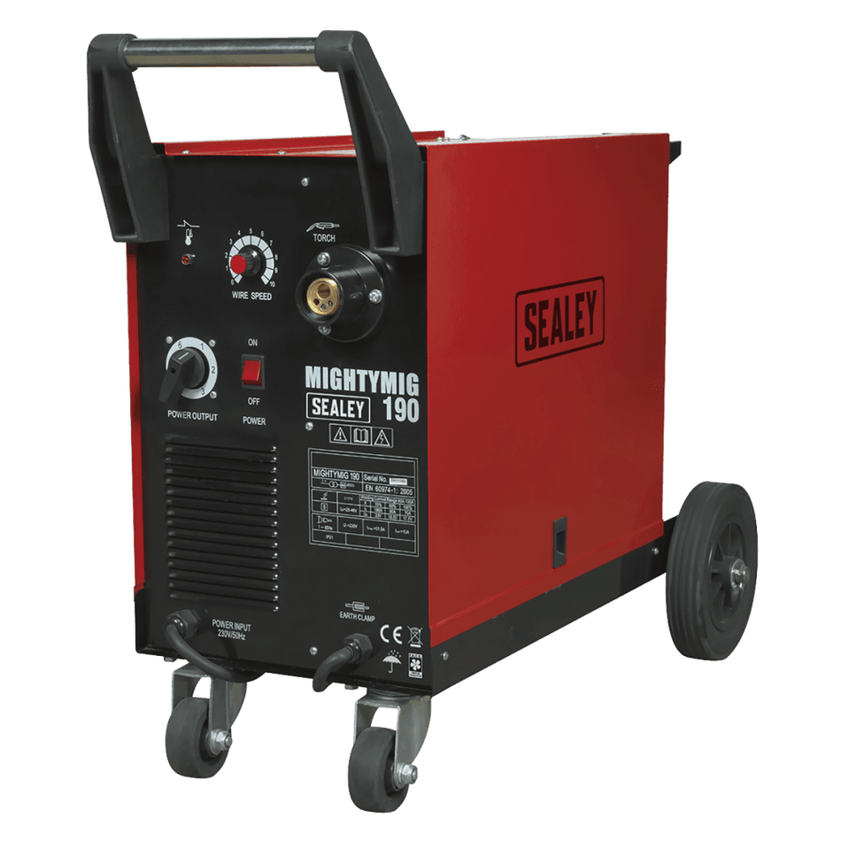 Sealey Professional Gas/No-Gas MIG Welder 190Amp with Euro Torch Model No-MIGHTYMIG190