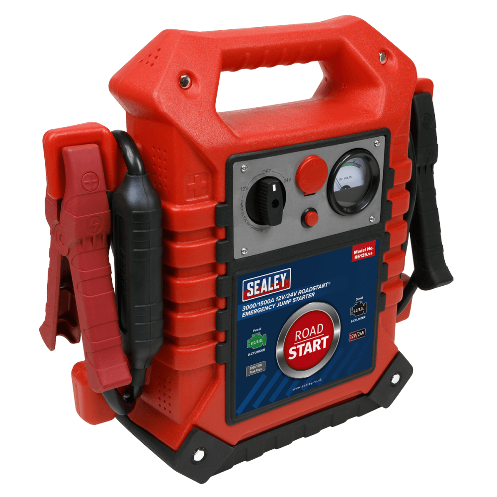 Sealey RoadStart Emergency Power Pack 12/24V 3000/1500 Peak Amps Model No-RS125