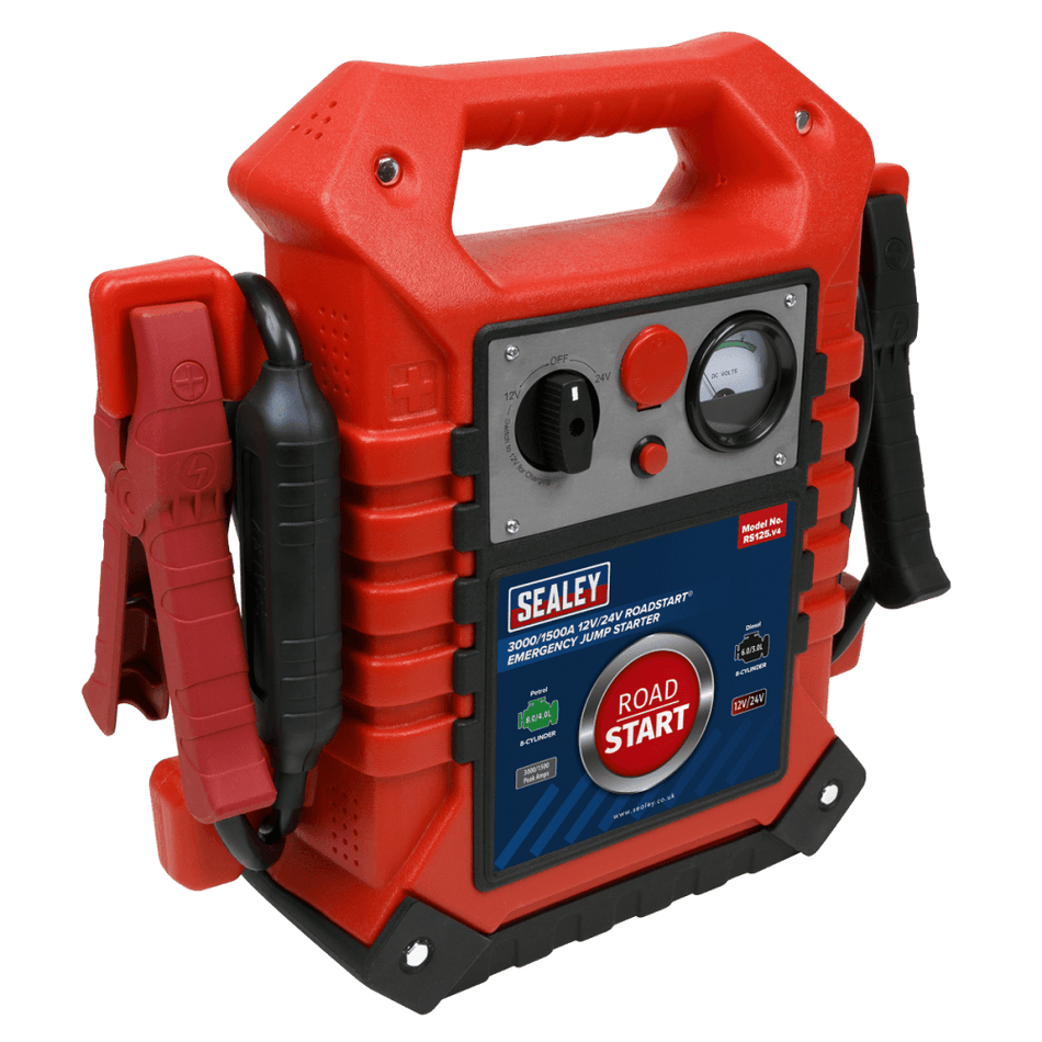 Sealey RoadStart Emergency Power Pack 12/24V 3000/1500 Peak Amps Model No-RS125