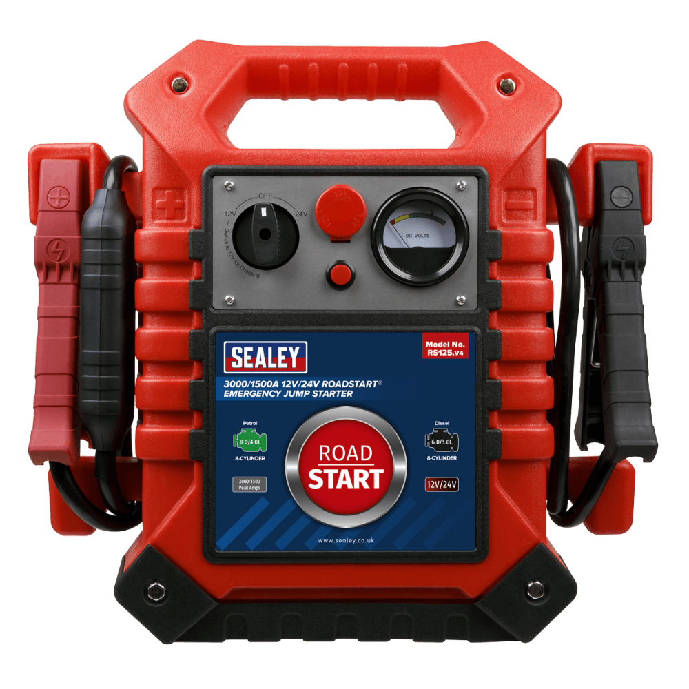 Sealey RoadStart Emergency Power Pack 12/24V 3000/1500 Peak Amps Model No-RS125