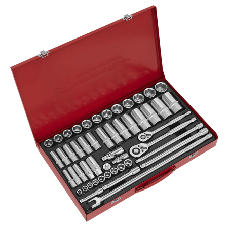 Sealey Socket Set 50pc 3/8" & 1/2"Sq Drive 6pt WallDrive Â¶Ã· - Metric Model No-AK6942