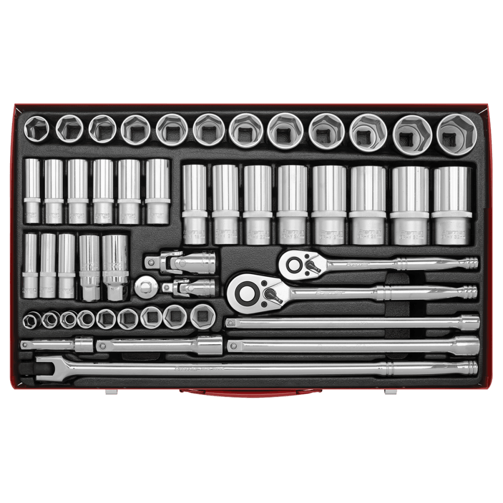 Sealey Socket Set 50pc 3/8" & 1/2"Sq Drive 6pt WallDrive Â¶Ã· - Metric Model No-AK6942