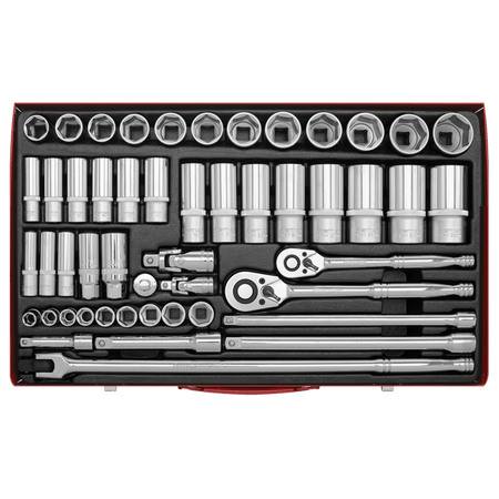 Sealey Socket Set 50pc 3/8" & 1/2"Sq Drive 6pt WallDrive Â¶Ã· - Metric Model No-AK6942