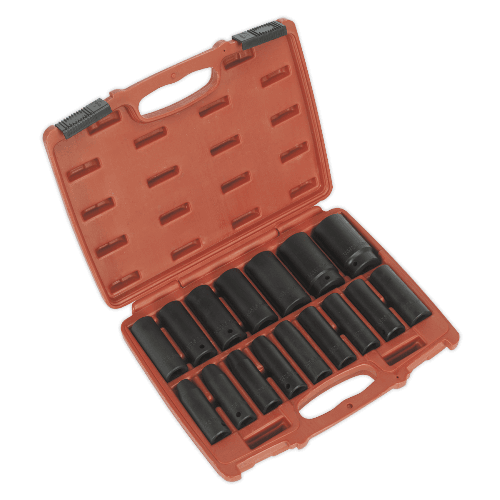 Sealey Impact Socket Set 16pc 1/2"Sq Drive Deep Metric Model No-AK5816M