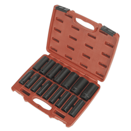 Sealey Impact Socket Set 16pc 1/2"Sq Drive Deep Metric Model No-AK5816M