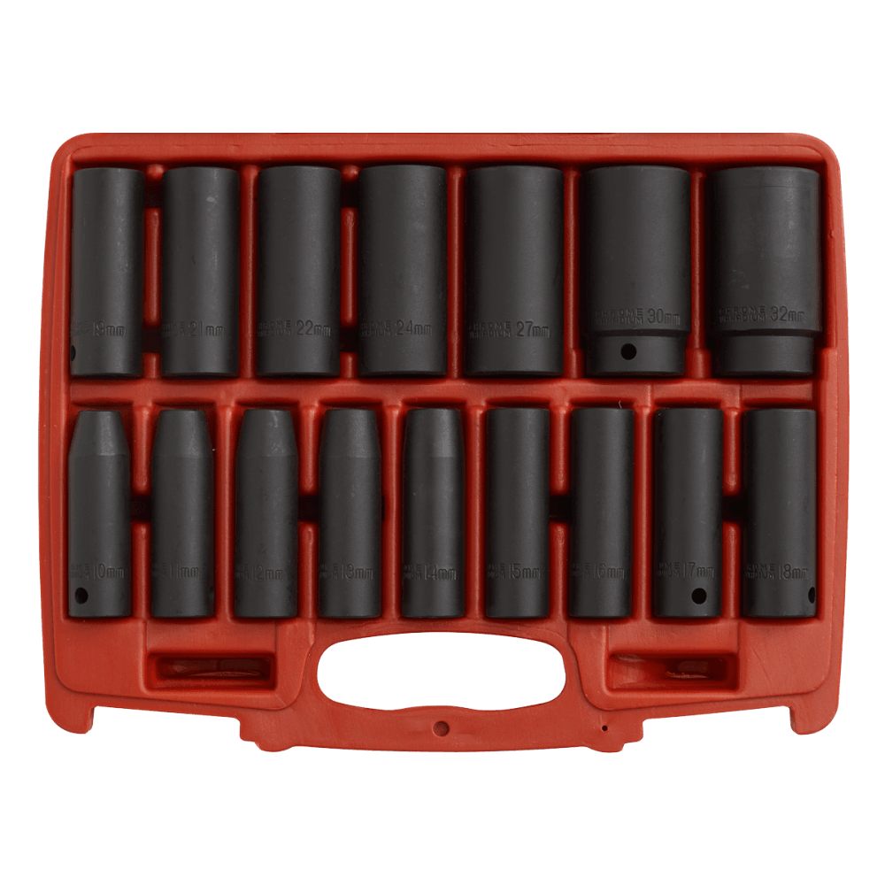 Sealey Impact Socket Set 16pc 1/2"Sq Drive Deep Metric Model No-AK5816M