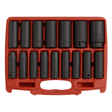 Sealey Impact Socket Set 16pc 1/2"Sq Drive Deep Metric Model No-AK5816M