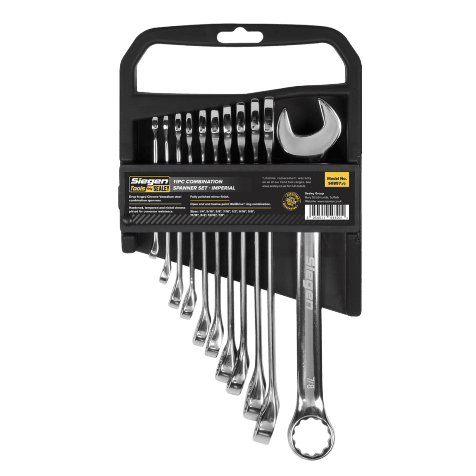 Sealey Combination Spanner Set 11pc Imperial Model No-S0857