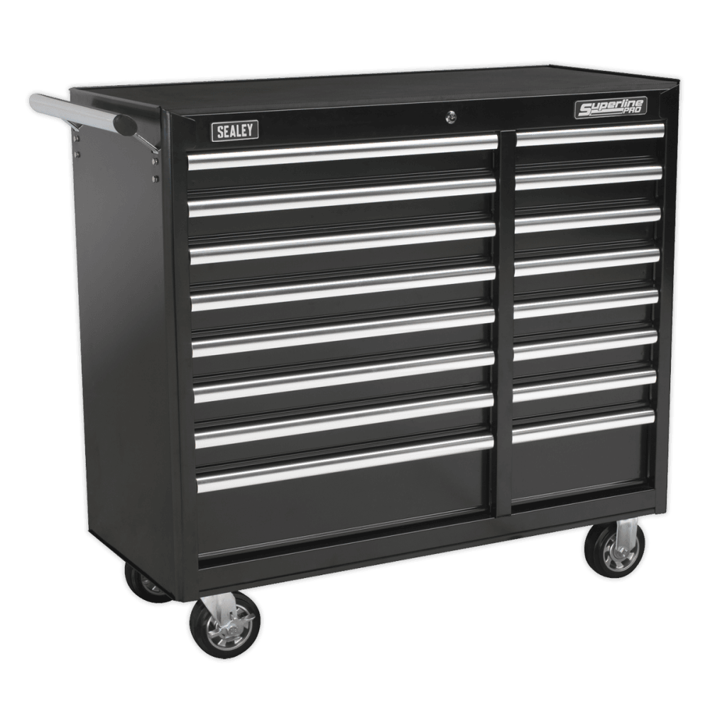 Sealey Rollcab 16 Drawer with Ball Bearing Runners Heavy-Duty - Black Model No-AP41169B