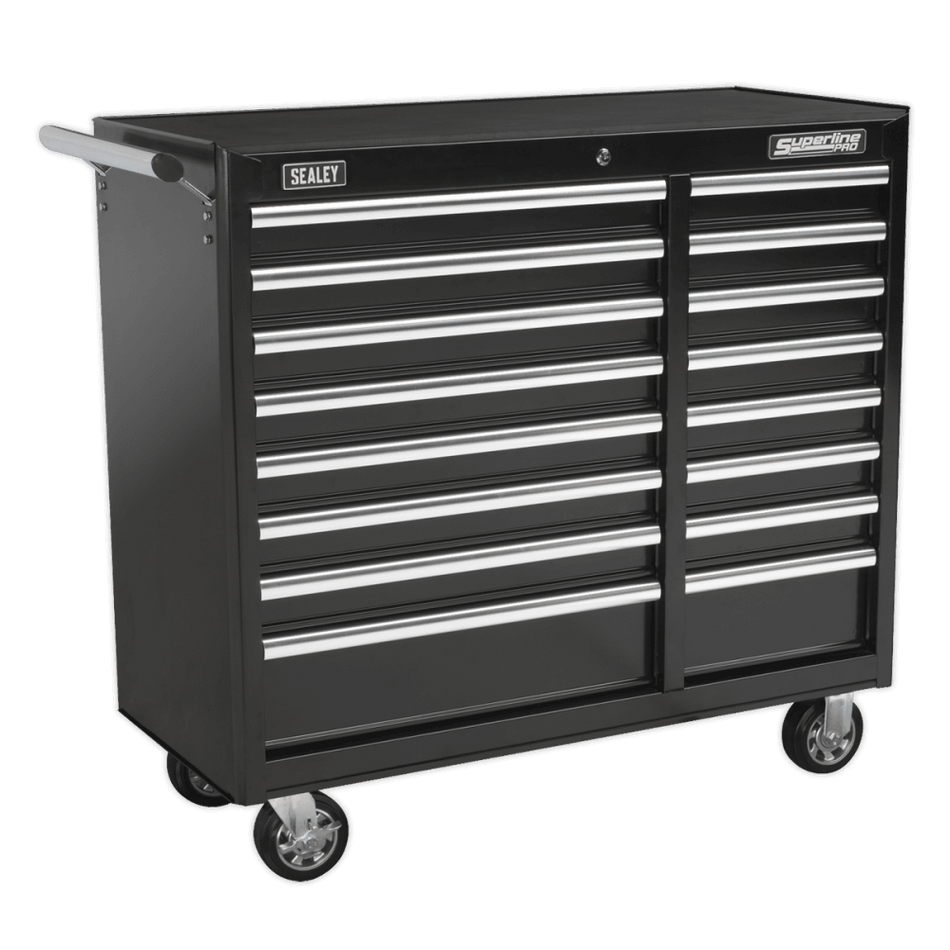 Sealey Rollcab 16 Drawer with Ball Bearing Runners Heavy-Duty - Black Model No-AP41169B