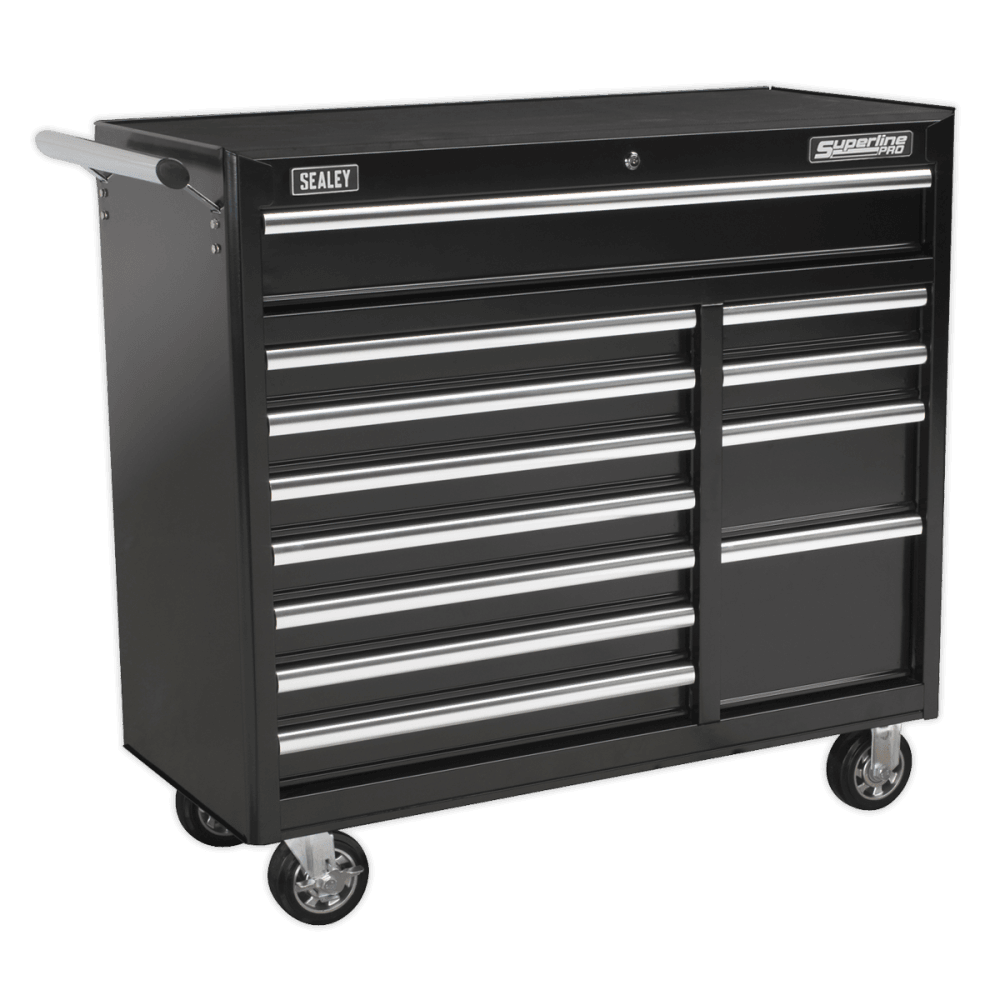 Sealey Rollcab 12 Drawer with Ball Bearing Runners Heavy-Duty - Black Model No-AP41120B