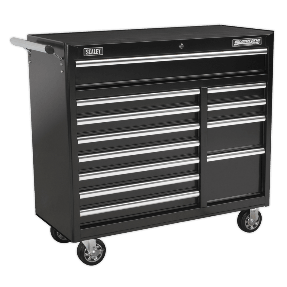Sealey Rollcab 12 Drawer with Ball Bearing Runners Heavy-Duty - Black Model No-AP41120B