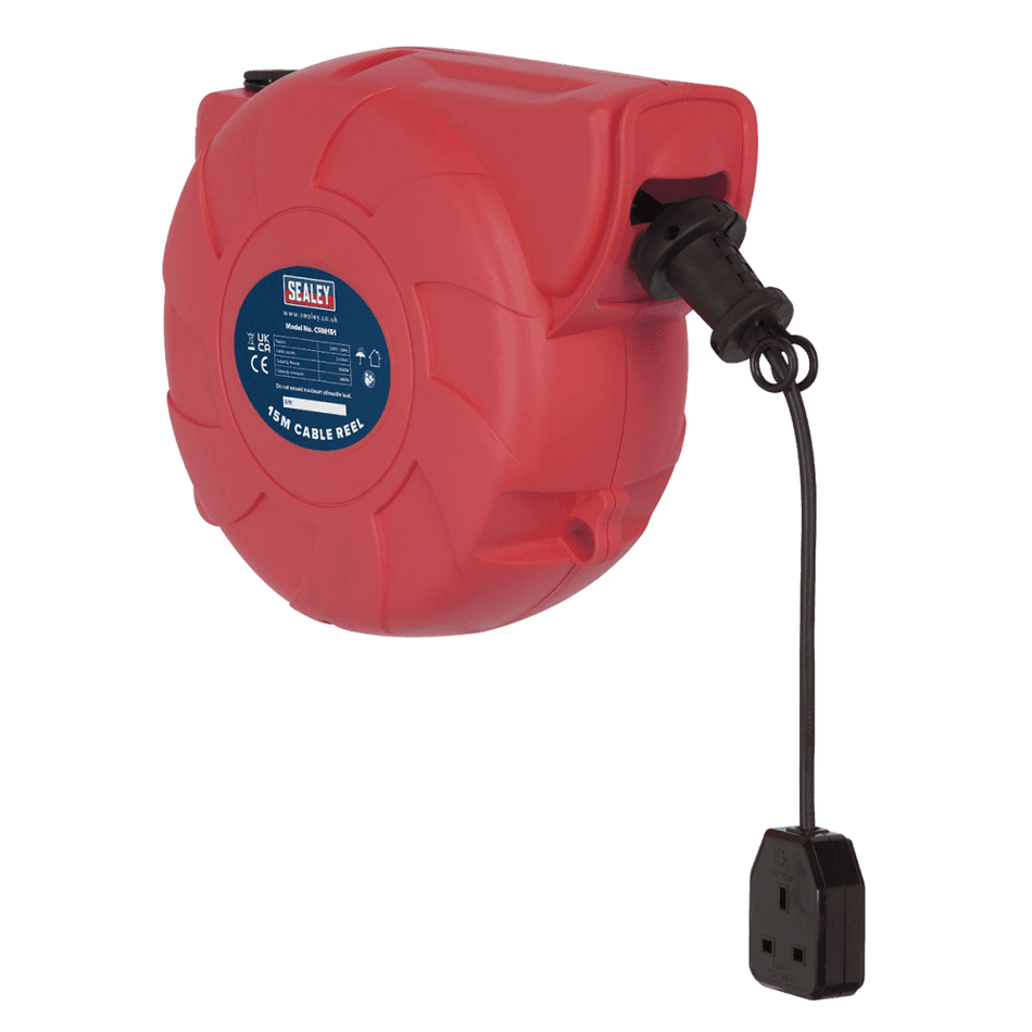 Sealey Cable Reel System Retractable 15mtr 1 x 230V Socket Model No-CRM151