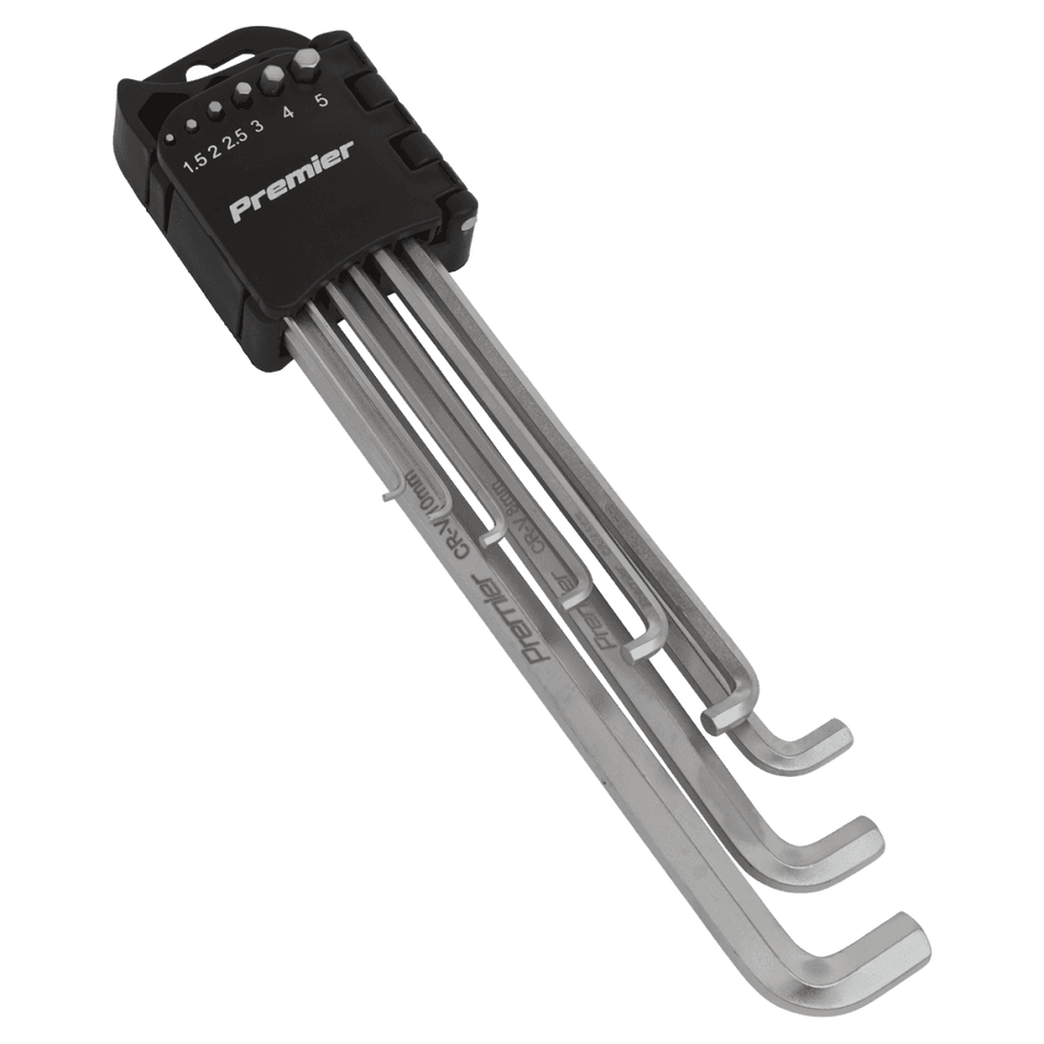 Sealey Hex Key Set 9pc Extra-Long Stubby Element Metric Model No-AK7174