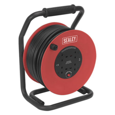 Sealey Cable Reel 50mtr 4 x 230V 2.5mm Heavy-Duty Thermal Trip Model No-CR25025