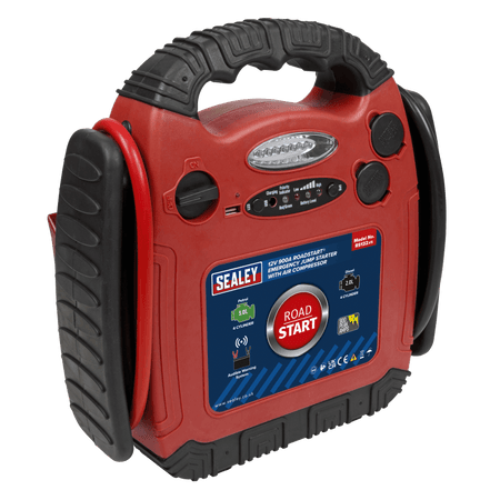 Sealey RoadStart Emergency Power Pack with Air Compressor 12V 900 Peak Amps Model No-RS132