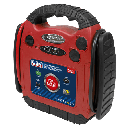 Sealey RoadStart Emergency Power Pack with Air Compressor 12V 900 Peak Amps Model No-RS132