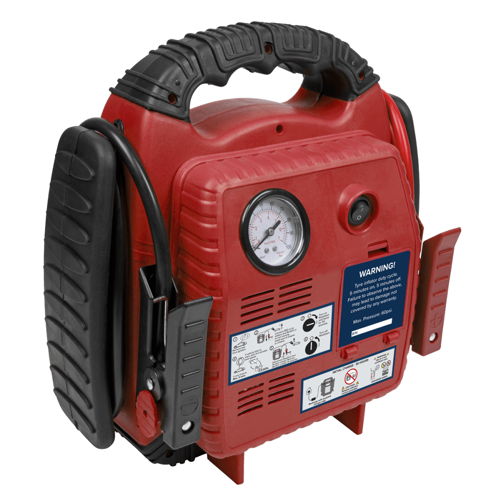 Sealey RoadStart Emergency Power Pack with Air Compressor 12V 900 Peak Amps Model No-RS132