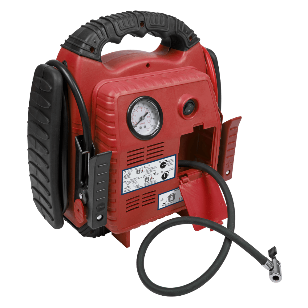 Sealey RoadStart Emergency Power Pack with Air Compressor 12V 900 Peak Amps Model No-RS132