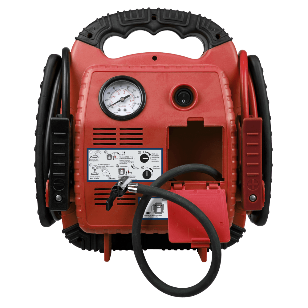 Sealey RoadStart Emergency Power Pack with Air Compressor 12V 900 Peak Amps Model No-RS132
