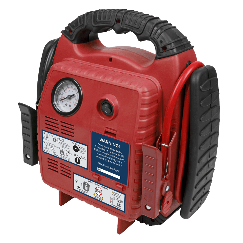 Sealey RoadStart Emergency Power Pack with Air Compressor 12V 900 Peak Amps Model No-RS132