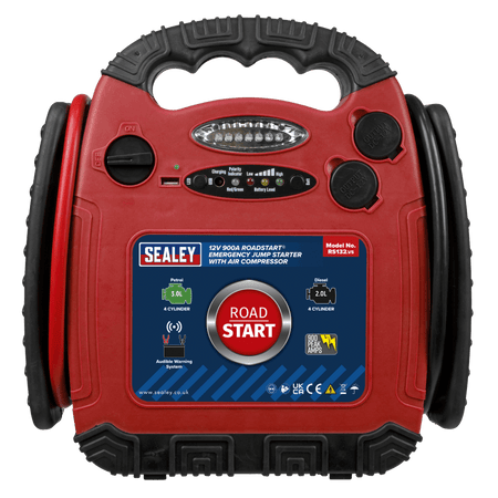 Sealey RoadStart Emergency Power Pack with Air Compressor 12V 900 Peak Amps Model No-RS132