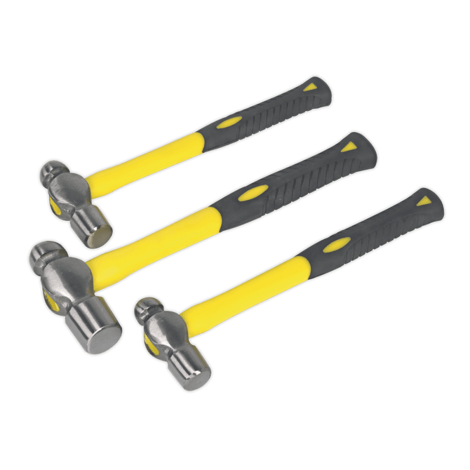 Sealey Ball Pein Hammer Set 3pc Fibreglass Shaft Model No-AK2031