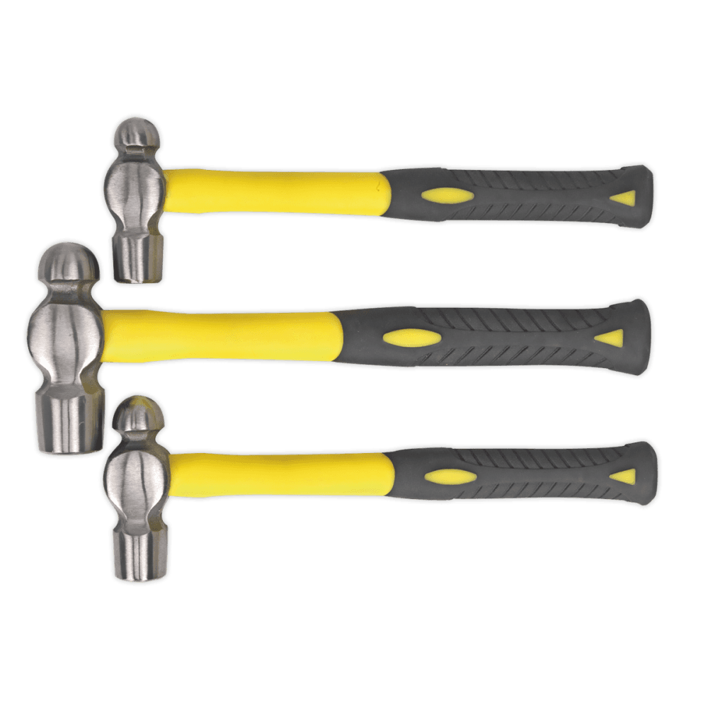 Sealey Ball Pein Hammer Set 3pc Fibreglass Shaft Model No-AK2031