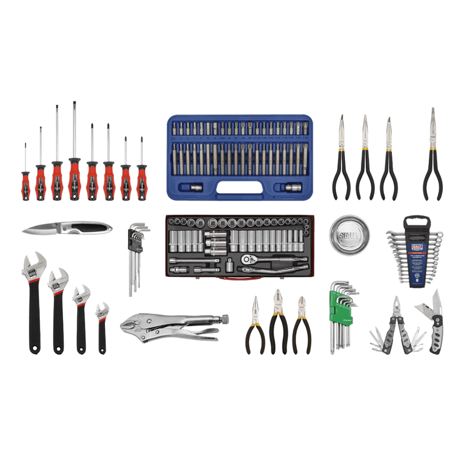 Sealey Topchest 10 Drawer with Ball Bearing Runners - Black & 138pc Tool Kit Model No-AP33109BCOMBO