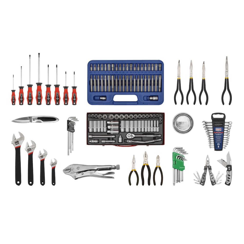 Sealey Topchest 10 Drawer with Ball Bearing Runners - Red & 138pc Tool Kit Model No-AP33109COMBO