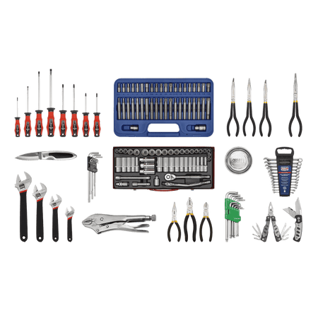 Sealey Topchest 10 Drawer with Ball Bearing Runners - Red & 138pc Tool Kit Model No-AP33109COMBO