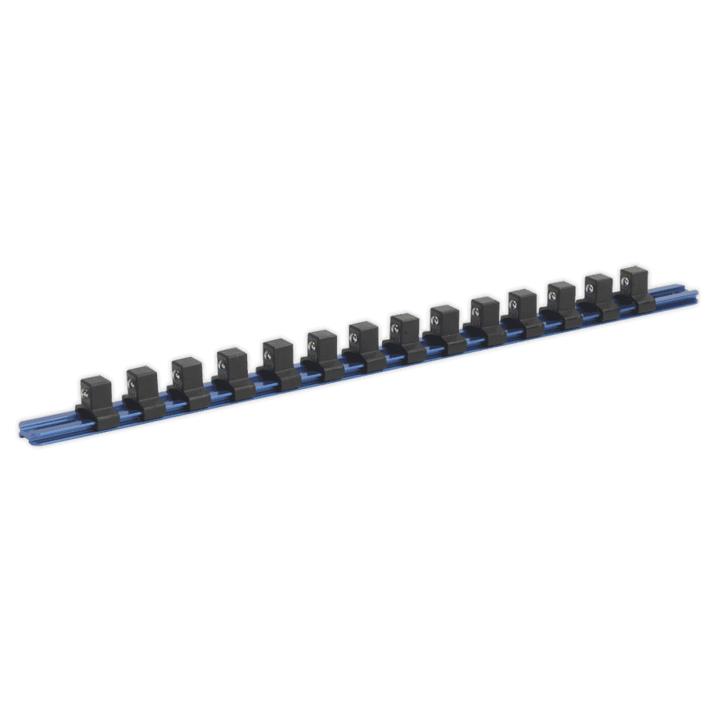 Sealey Socket Retaining Rail with 14 Clips Aluminium 1/2" Sq Drive Model No-SR1214