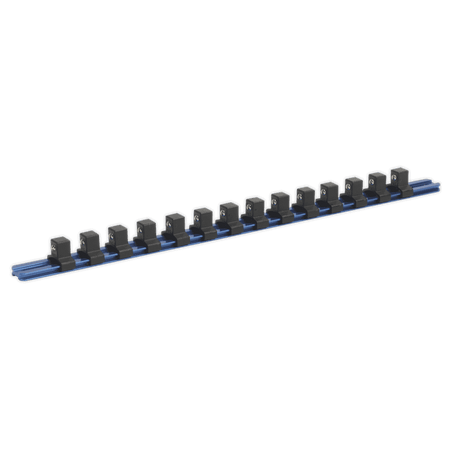 Sealey Socket Retaining Rail with 14 Clips Aluminium 1/2" Sq Drive Model No-SR1214