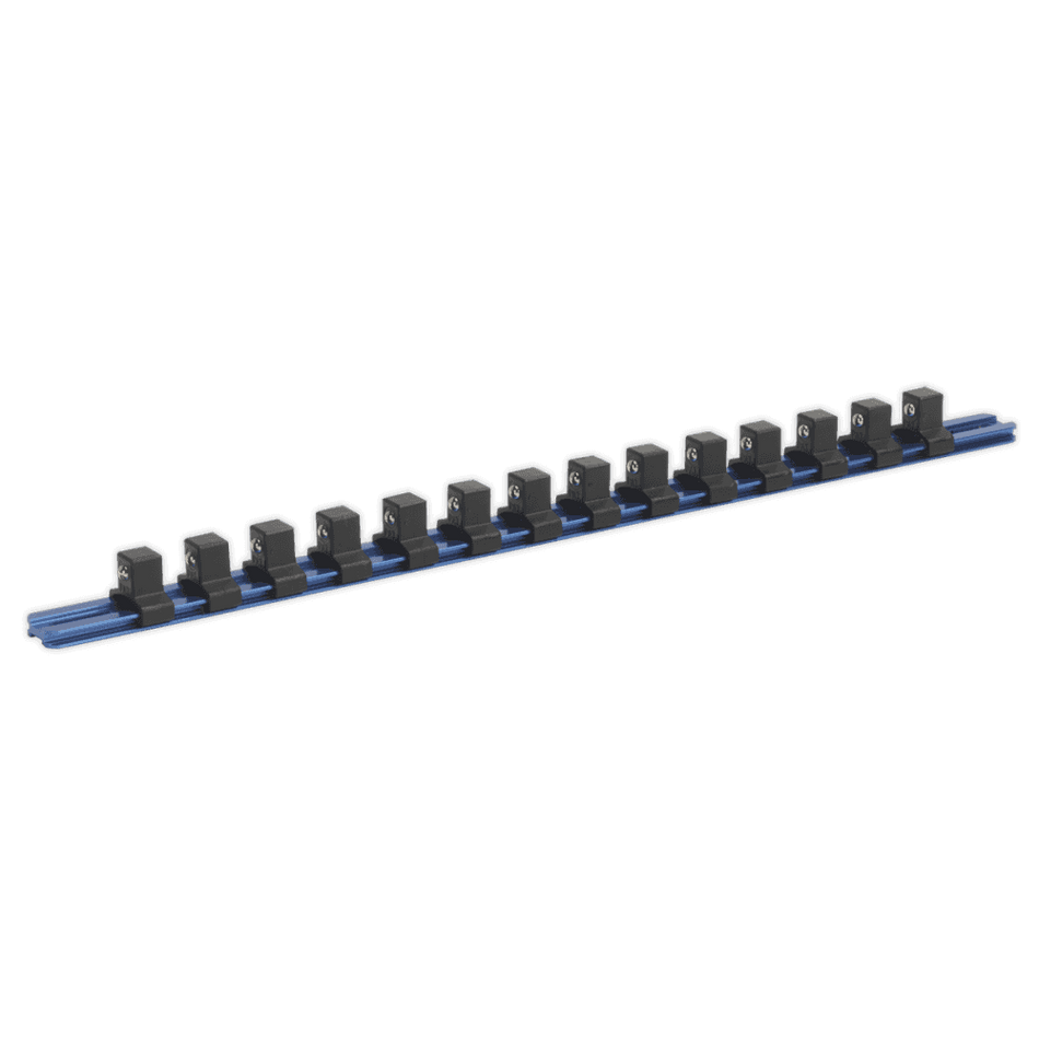 Sealey Socket Retaining Rail with 14 Clips Aluminium 1/2" Sq Drive Model No-SR1214