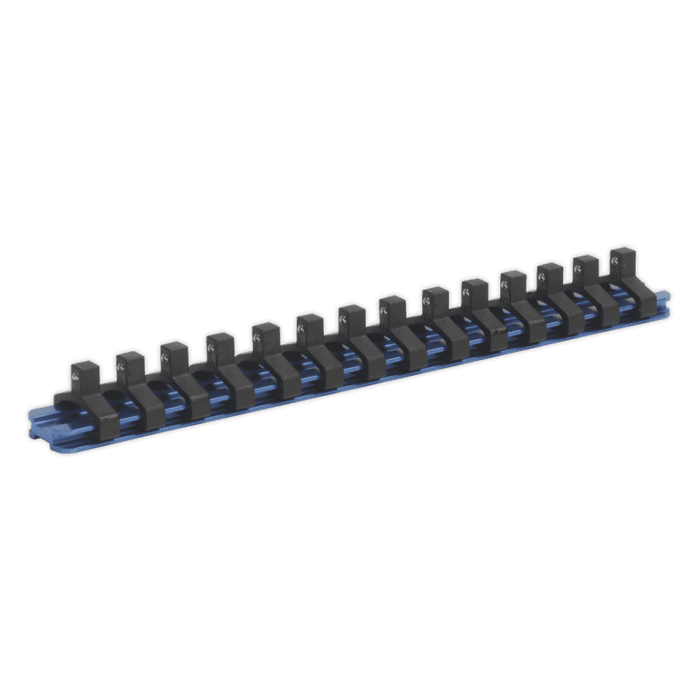 Sealey Socket Retaining Rail with 14 Clips Aluminium 1/4"Sq Drive Model No-SR1414