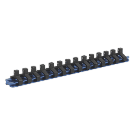 Sealey Socket Retaining Rail with 14 Clips Aluminium 1/4"Sq Drive Model No-SR1414
