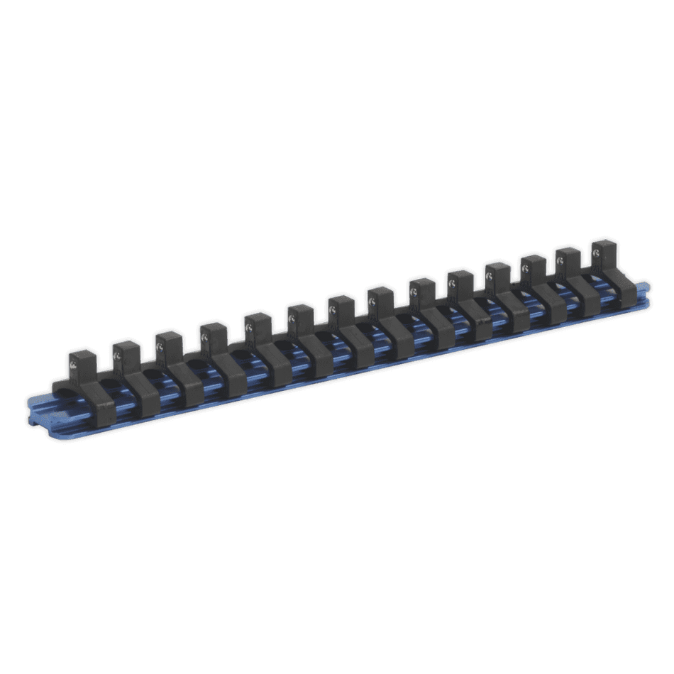 Sealey Socket Retaining Rail with 14 Clips Aluminium 1/4"Sq Drive Model No-SR1414
