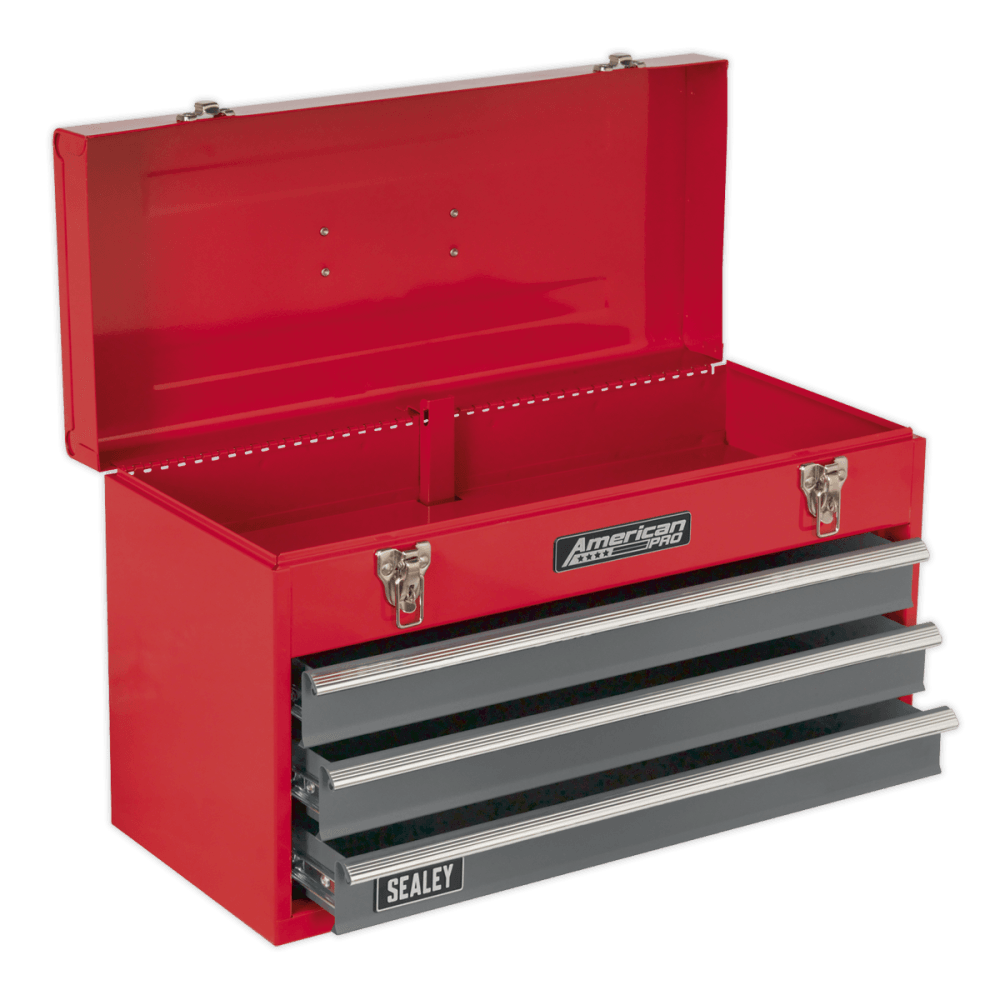 Sealey Tool Chest 3 Drawer Portable with Ball Bearing Runners - Red/Grey Model No-AP9243BB