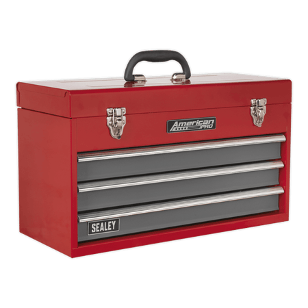 Sealey Tool Chest 3 Drawer Portable with Ball Bearing Runners - Red/Grey Model No-AP9243BB