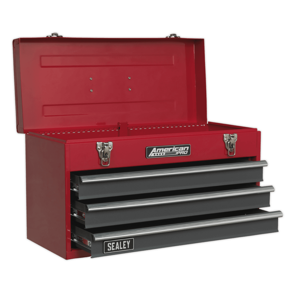 Sealey Tool Chest 3 Drawer Portable with Ball Bearing Runners - Red/Grey Model No-AP9243BB