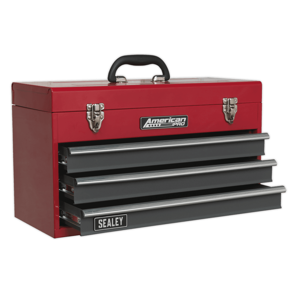 Sealey Tool Chest 3 Drawer Portable with Ball Bearing Runners - Red/Grey Model No-AP9243BB