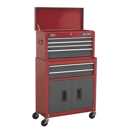 Sealey Topchest & Rollcab Combination 6 Drawer with Ball Bearing Runners - Red/Grey Model No-AP2200BB