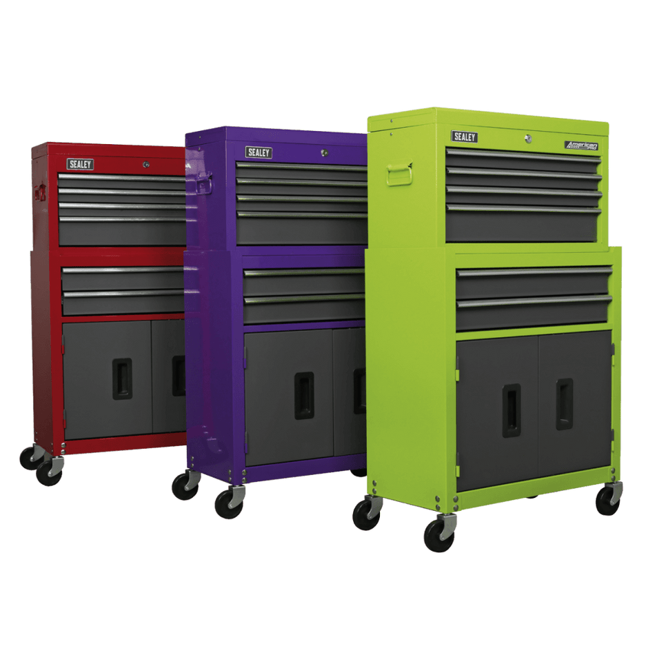Sealey Topchest & Rollcab Combination 6 Drawer with Ball Bearing Runners - Red/Grey Model No-AP2200BB